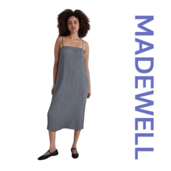 MADEWELL Spaghetti Strap Midi Pleated Dress Adjustable Straps Size 6.